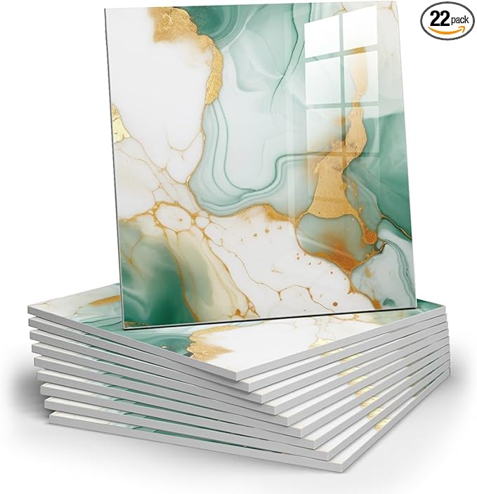 Chejiaye 22pcs Marble Peel and Stick Backsplash Waterproof Washroom Wall Panels by Chejiaye
