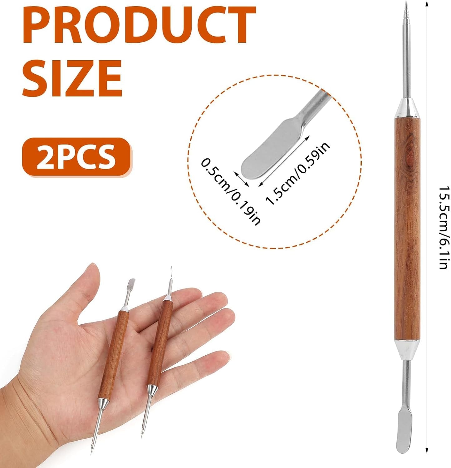 2 Pcs Latte Art Tools, Stainless Steel Coffee Pen with Wood Handle, Double-Ended Design for Precise Latte Cappuccino Macchiato Espresso Art, Suitable for Home and Cafe Barista Use