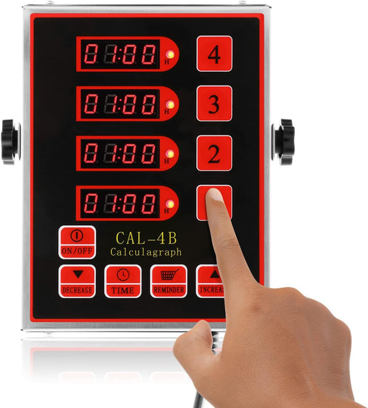 BEAMNOVA 4 Channel Digital Kitchen Timer Cooking Loud Alarm Stainless Steel Clock Hours and Minutes Seconds Volume Control Electronic Calculator