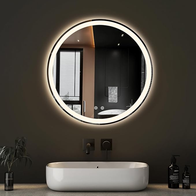 NEWBULIG 24 Inch Round LED Bathroom Wall Mirror - Image 2