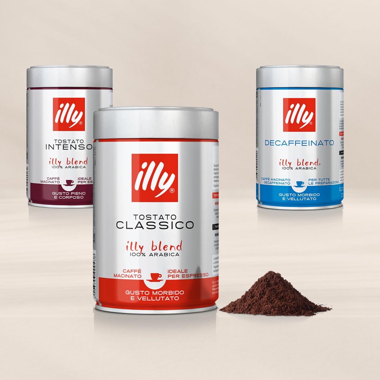 illy Ground Coffee Espresso - 100% Arabica Beans – Classico Decaf Roast - Notes of Caramel, Toasted Bread & Chocolate - Rich Aromatic Profile - No Preservatives – 8.8 Ounce