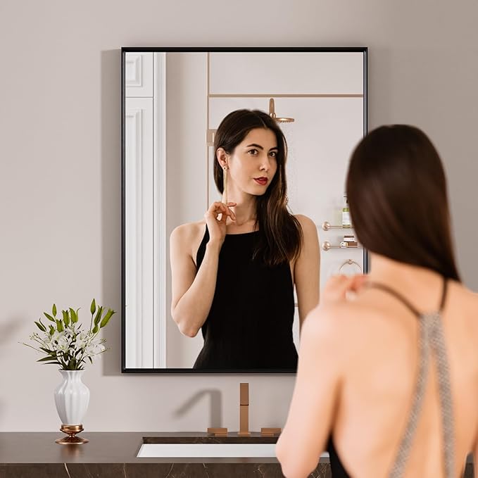 LOAAO Black Bathroom Mirror 24"X30" - Image 2