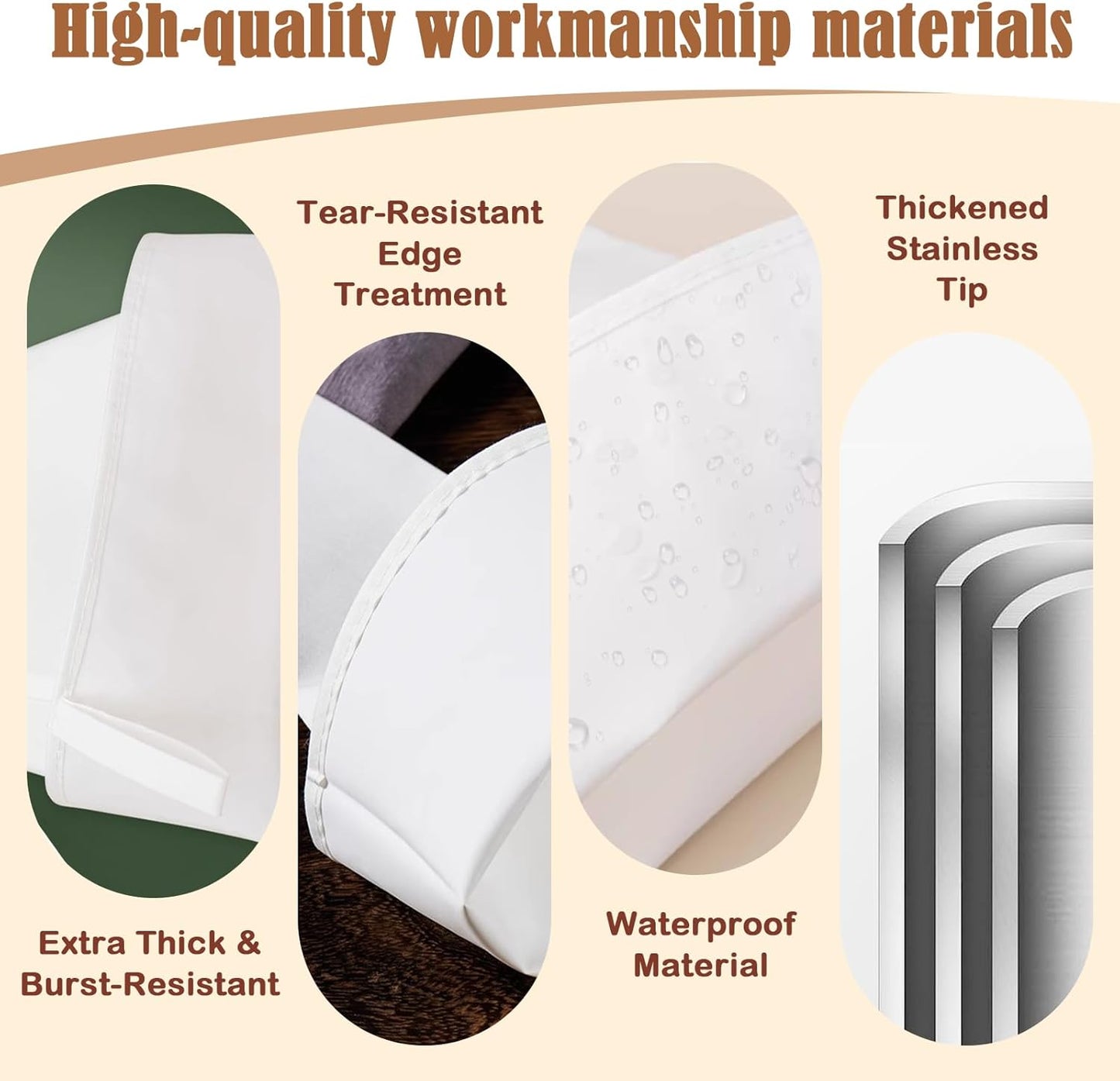 9-Piece Reusable Piping Bags and Tips Set- Cotton Baking Kit with Coupler, Stainless Steel Nozzles & Cleaner for Cakes/Cupcakes/Cookies Decorating