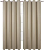 LEMOMO Blackout Curtains 52 x 120 Inch Long Beige Curtains Set of 2 Panels Room - Image 2