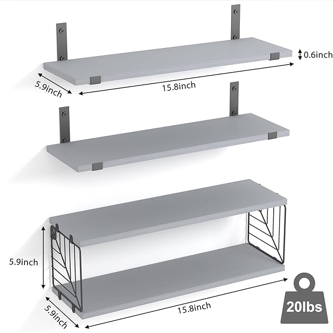 Fixwal 3+1 Tier Bathroom Floating Shelves Over Toilet, 15.8in Farmhouse Rustic - Image 3
