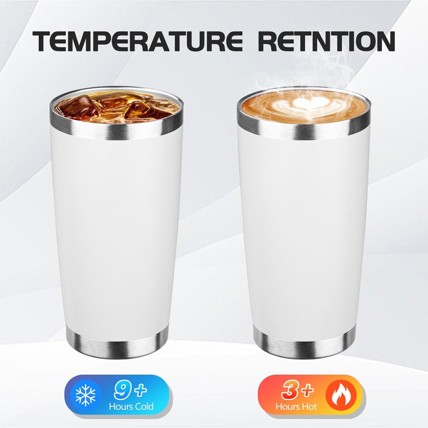 StarSpeed 20oz Tumbler Bulk with Lid, Stainless Steel Insulated Tumblers Double Wall Vacuum Insulated Travel Mug, Powder Coated Coffee Cups for Hot and Cold Drinks(White,1)