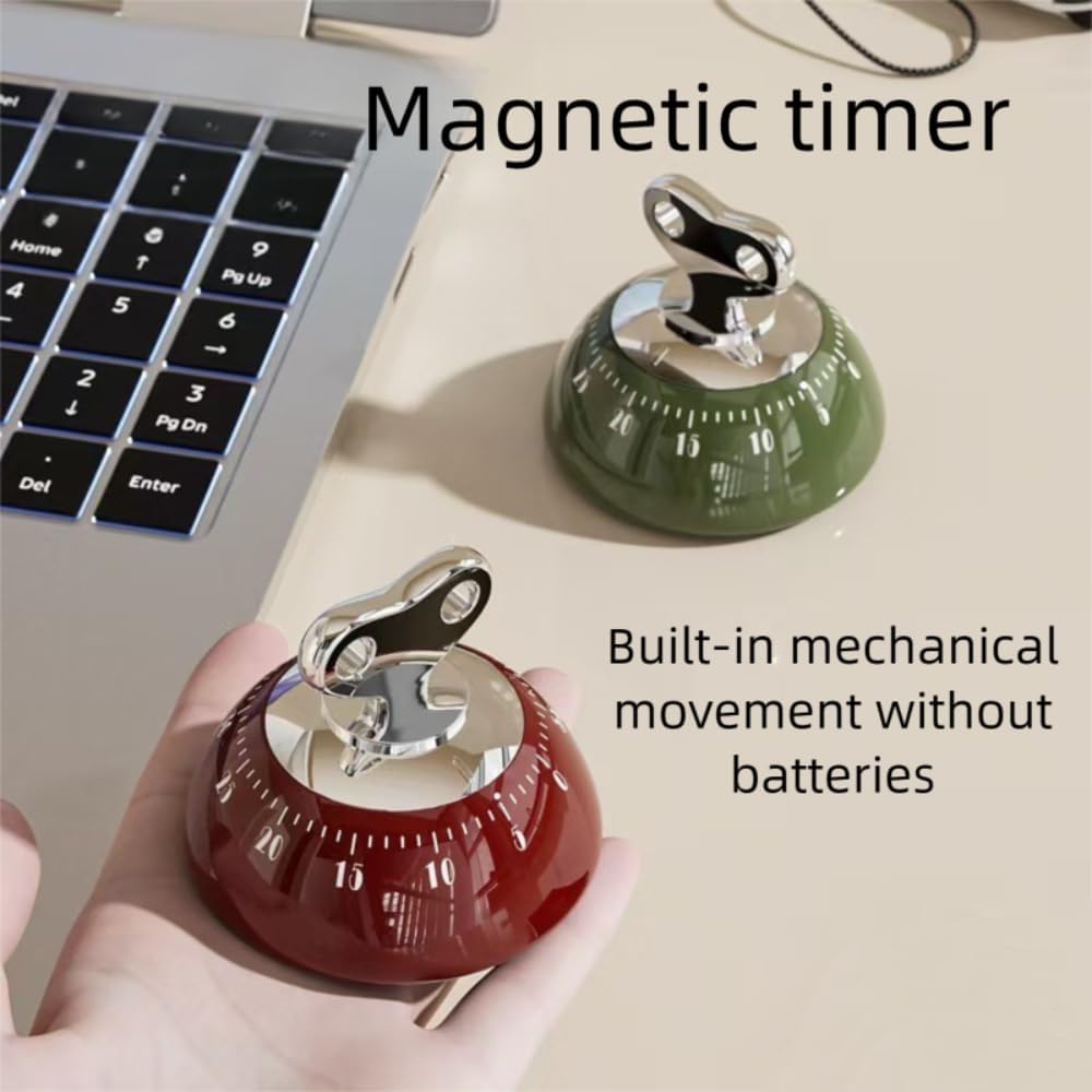 Kitchen Timers for Cooking, 100% Mechanical Cooking Timer，No Batteries Required，Magnetic Back.(red)