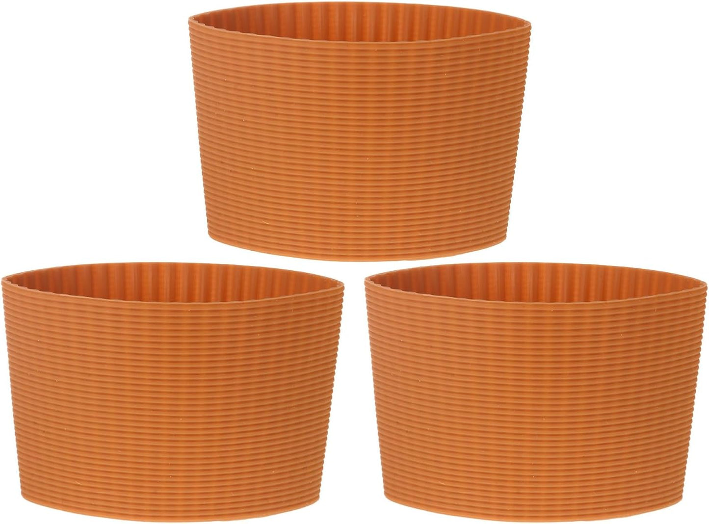 uxcell 3Pcs Coffee Cup Sleeve, Silicone Cup Sleeve Non-slip Glass Water Bottle Mug Sleeves Brown