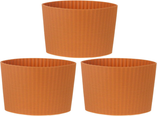 uxcell 3Pcs Coffee Cup Sleeve, Silicone Cup Sleeve Non-slip Glass Water Bottle Mug Sleeves Brown