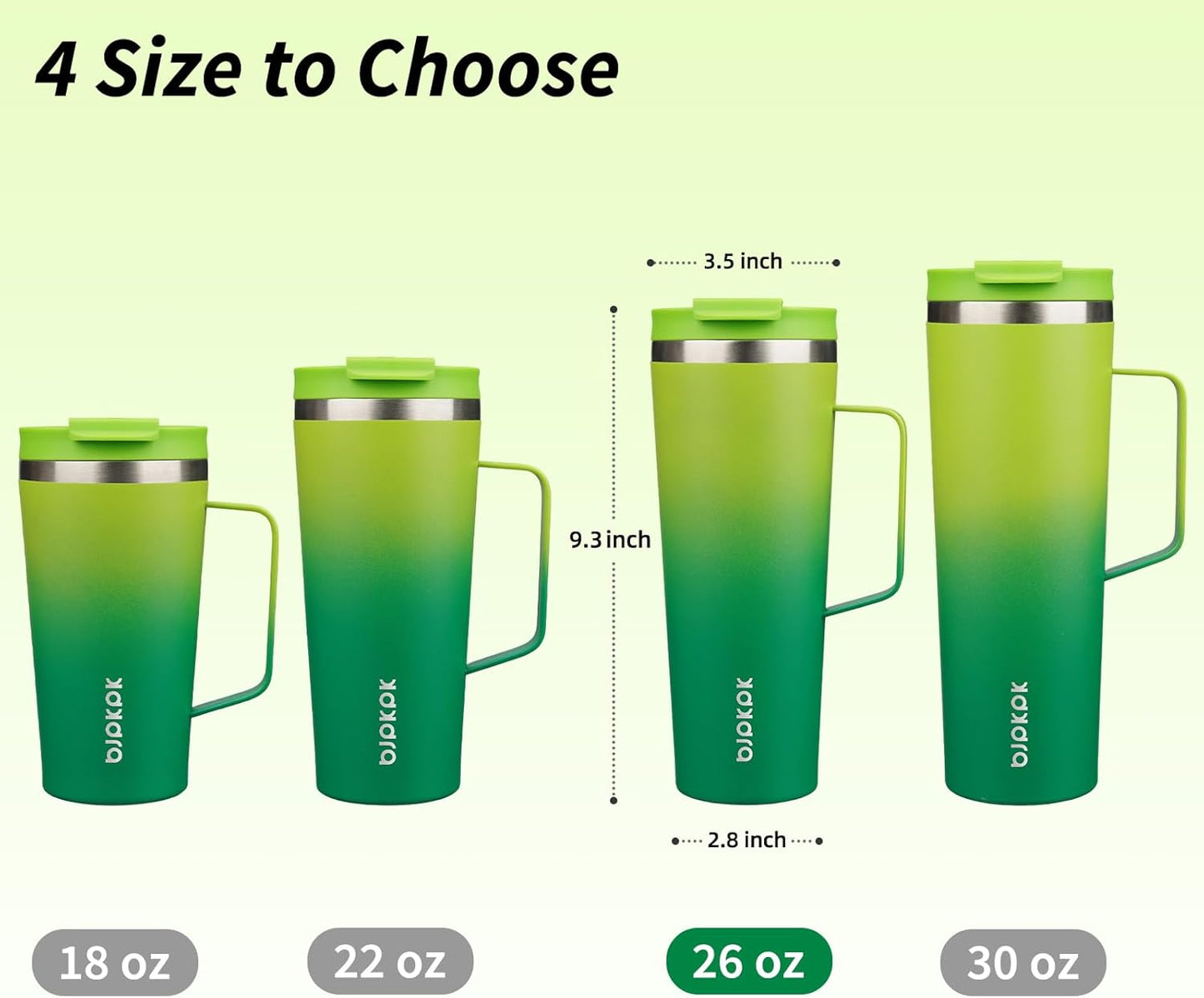 BJPKPK Insulated Tumbler with Handle, 26oz Insulated Tumblers with Lid and Straw, Stainless Steel Metal Water Bottles, Coffee Travel Mugs, Cups, Bamboo Grove
