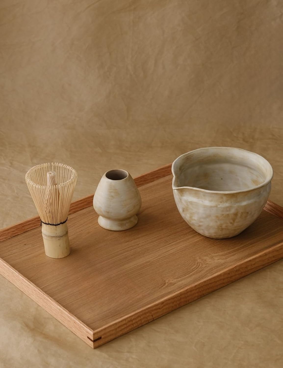 6-pcs Japanese Matcha Whisk Set with Handmade Wabi-Sabi Ceramic Bowl(Chawan),Bamboo Chasen, Whisk Holder, Scoop, Sifter & Tea Towel,Matcha Ceremony Kit,(Cheese-Colored)