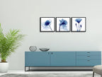 Wieco Art Framed Blue Abstract Flowers 3 Panels Canvas Prints Wall Art Modern - Image 4