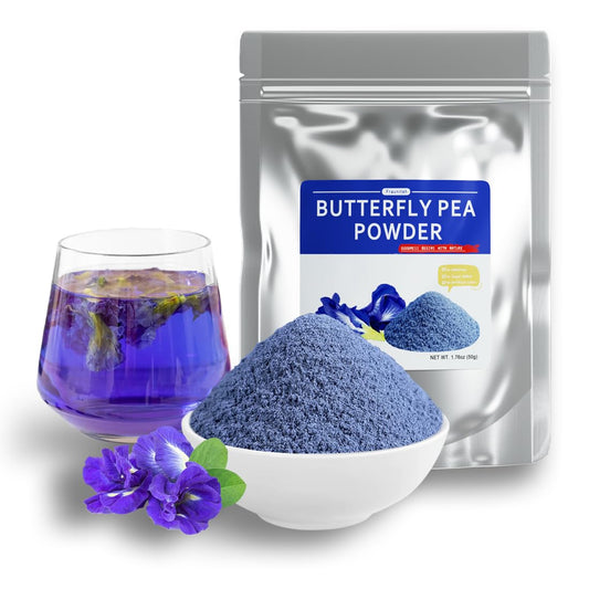 Fraunitsh Butterfly Pea Flower Powder, 1.76oz | Blue Matcha Powder | Natural Food Coloring for Smoothies, Baking, Drinks, Lattes & Cocktails | Blue Lotus Flower Powder | No Additives (1.76oz)