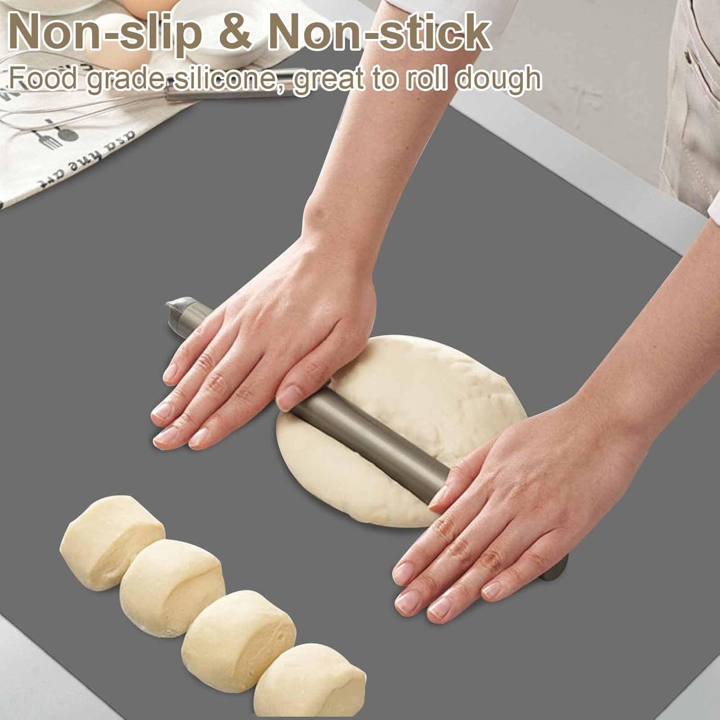 78.7" x 15.7" Large Silicone Mats for Kitchen Counter, Large Heat Resistant Countertop Protector Mat, Non-Slip Waterproof Craft Mat, Light Gray