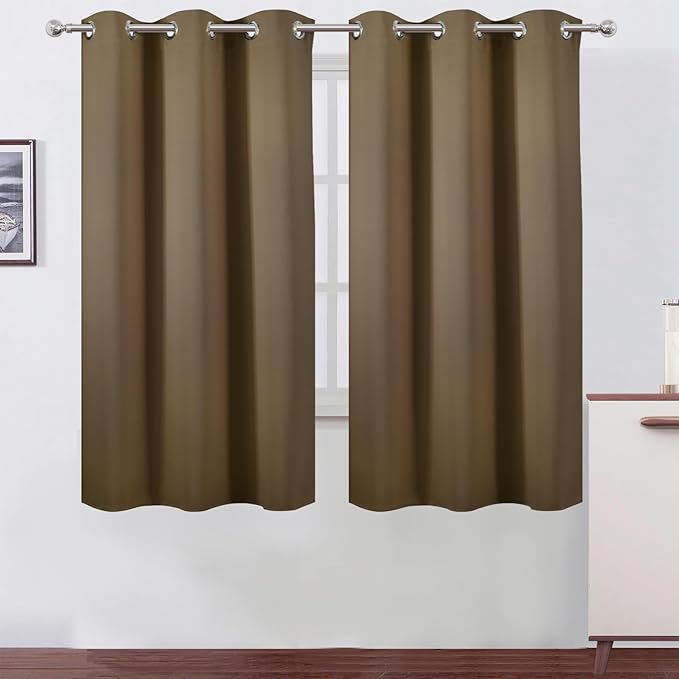 LEMOMO Blackout Curtains 42 x 63 inch/Brown Curtains Set of 2 Panels/Thermal by Lemomo
