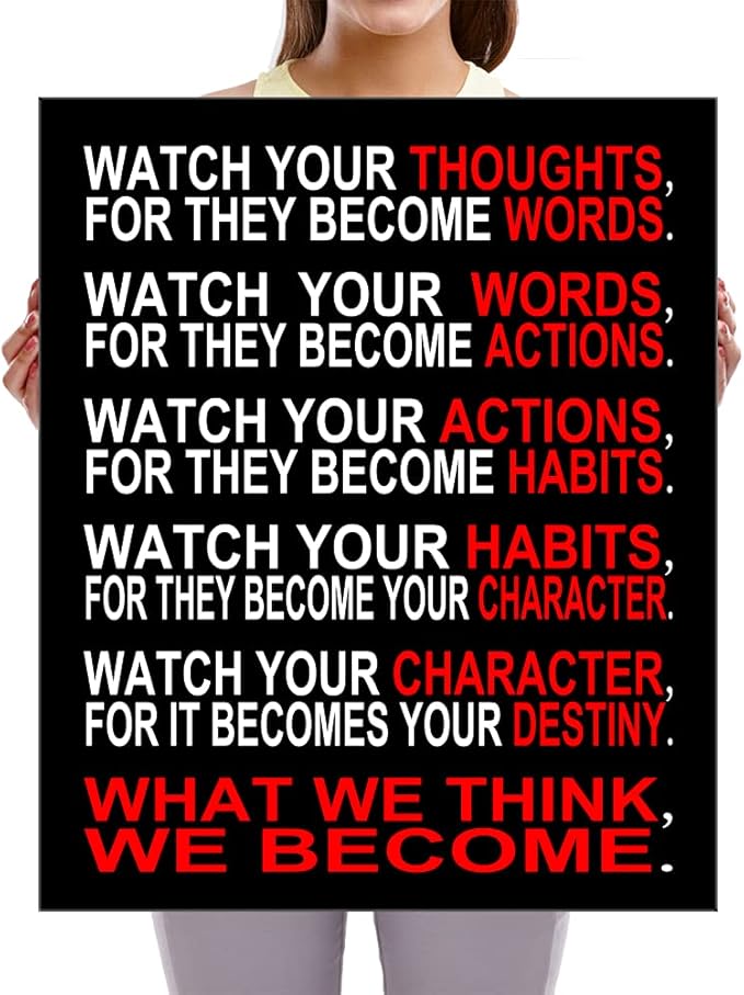 Pyradecor Large Canvas Prints Wall Art Watch Your Thoughts Motivational - Image 5