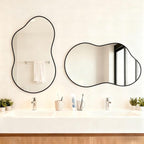 Itrue 20x36 Inch Black Framed Irregular Tempered Glass Wall Mirror, - Image 7