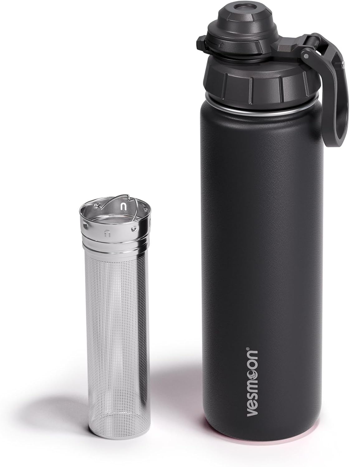 Vessence Tea Infuser Bottle - 24 Oz Insulated Loose Leaf & Fruit Infuser Bottle | Leak Proof with FlowSip Lid