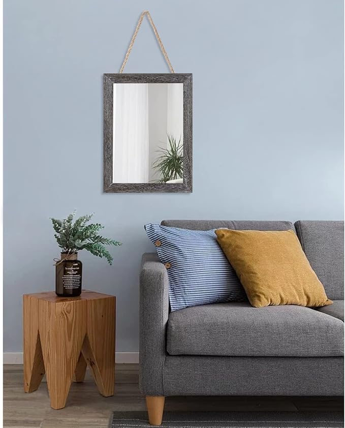AAZZKANG Wall Mirror with Rectangle Wood Frame Rustic Decorative Hanging Mirrors - Image 7