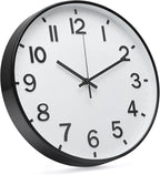 Wall Clock 12Inch White-Black Modern Simple Quartz Decorative Clock Non-Ticking - Image 2