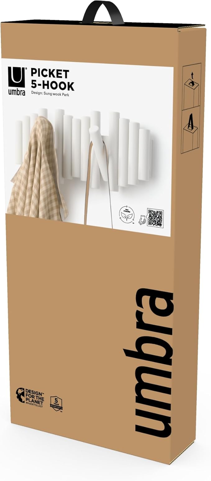 Umbra Picket Wall-Mounted Coat Rack Rail Hook - Image 7