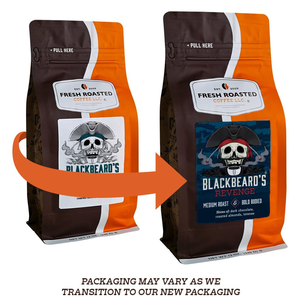Fresh Roasted Coffee, Blackbeard's Revenge, 2 lb (32 oz), Medium Roast, Kosher, Ground