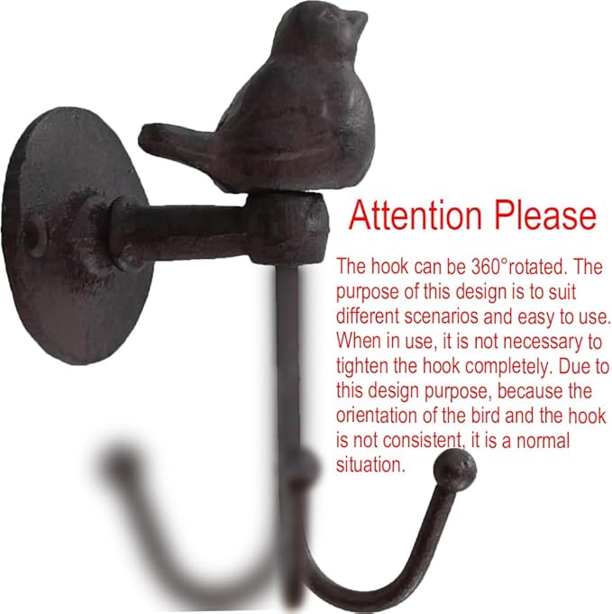 2PCS Cast Iron Hooks 520013 Songbird Wall Hook - Image 3