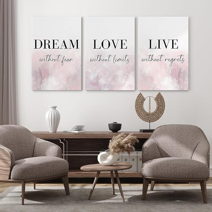 GUBIYU Dream Love Live Quotes Posters Print Set of 3 Pink Purple Love Quotes - Image 2