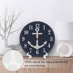 Mxocom Anchor Wall Clock Boat Anchor Marine Navigation Blue 10 Inch Silent Non - Image 3