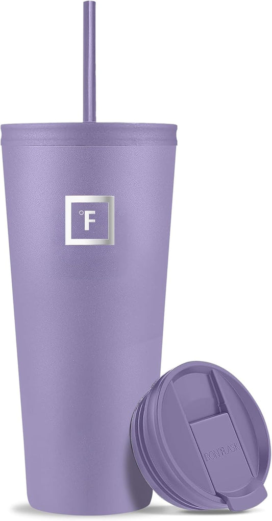 IRON °FLASK Classic Tumbler - Vacuum Insulated Stainless Steel Water Bottle, Double Walled, Drinking Cup, Insulated Travel Mug (Lavender, 32 oz Solid Lid)