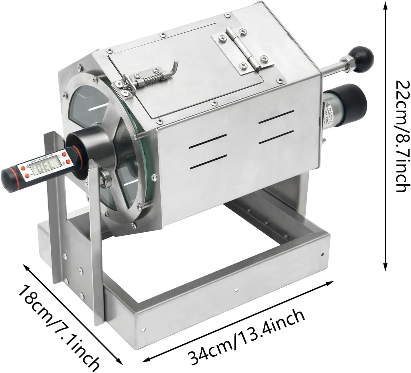 0.66-2.65LBS Automatic Coffee Roaster for Home Use, Stainless Steel Electric Coffee Bean Roaster Machine with Glass Window+Thermometer, Drum Style Nuts Peanuts Roaster Silver