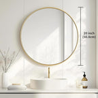 Oruii Gold Circle Mirror, 20 inch Round Mirror Metal Frame, Living Room - Image 3