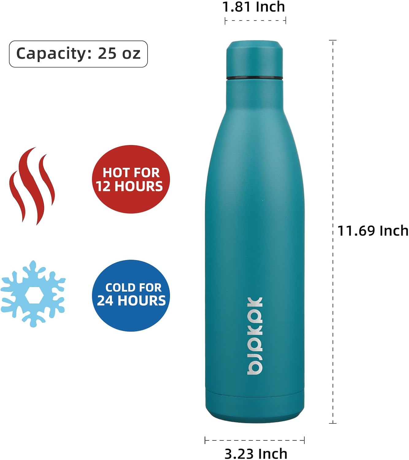 BJPKPK 25oz Insulated Water Bottle Double Wall Vacuum Insulated Stainless Steel Water Bottles for Spots Keep Cold and Hot,Lake Blue