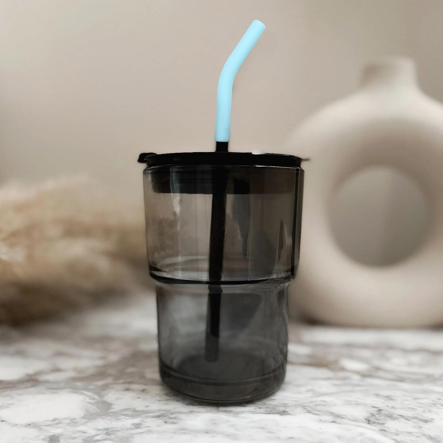 6Pcs Metal Straw Silicone Tips 5/16 IN Wide(8mm Outer Diameter) Food Grade Rubber Straw Covers Light-Blue Flex Elbow Replacement Tip for Stainless Steel Metal Straws