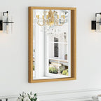 Syndra Natural Wood Frame Bathroom Mirror, 22x30'' Modern Vanity Mirror by Syndra