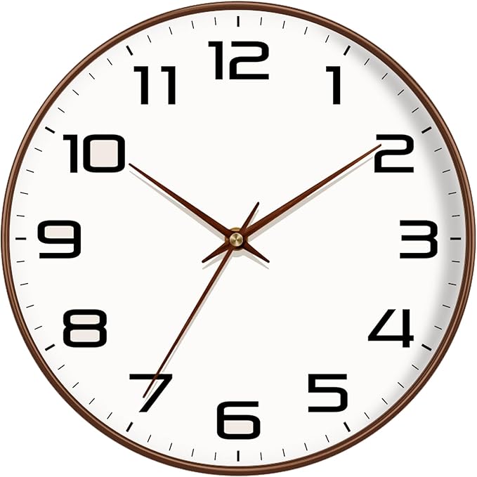 Woodgrain Wall Clock–Silent Non-Ticking Wall Clocks Battery Operated 8 Inch by MABPEDO