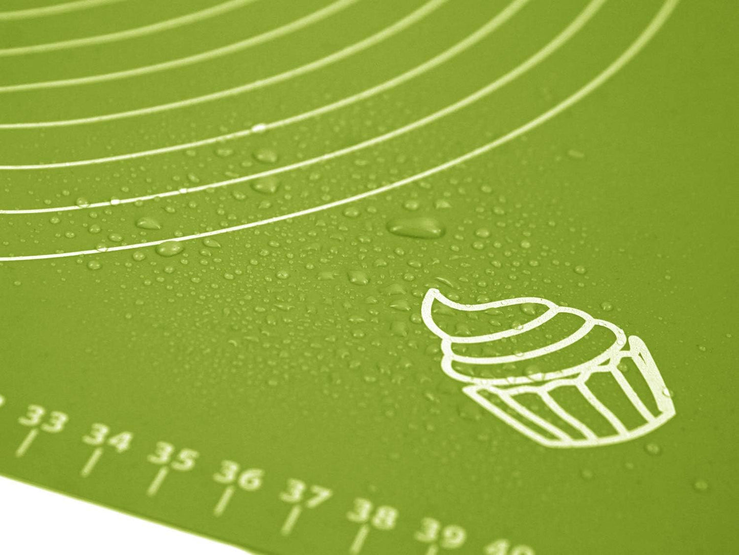 Silicone Baking Mat for Pastry Rolling Dough with Measurements, 25.6 x 17.7 BPA Free Non stick and Non Slip Green Table Sheet Baking Supplies for Bake Pizza Cake