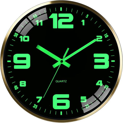 12-inch wall clock, powered by AA batteries, silent operation, large font by Unknown