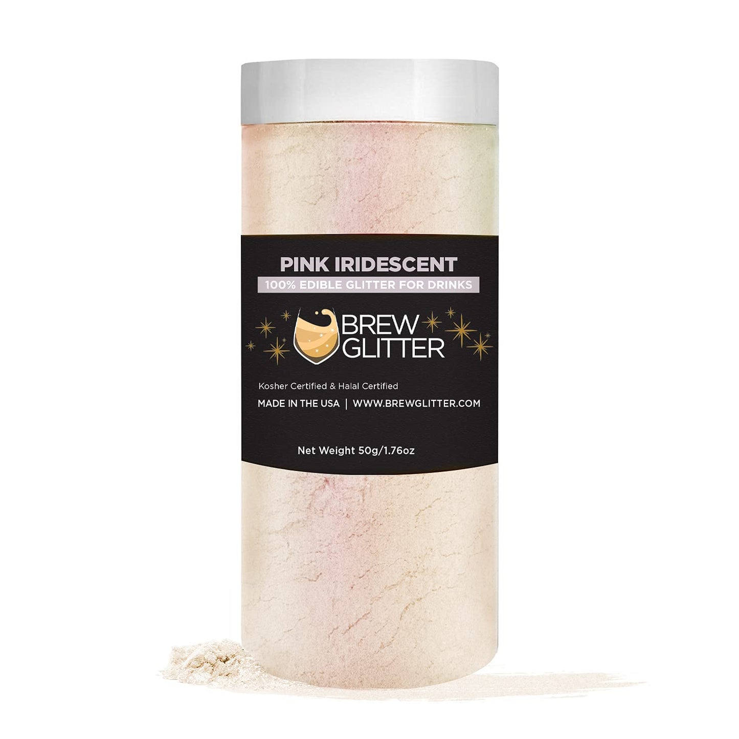 Brew Glitter - Pink Iridescent (50g 1x Jar) | Edible Glitter for Drinks, Cocktails, Beer, Garnish & Beverages