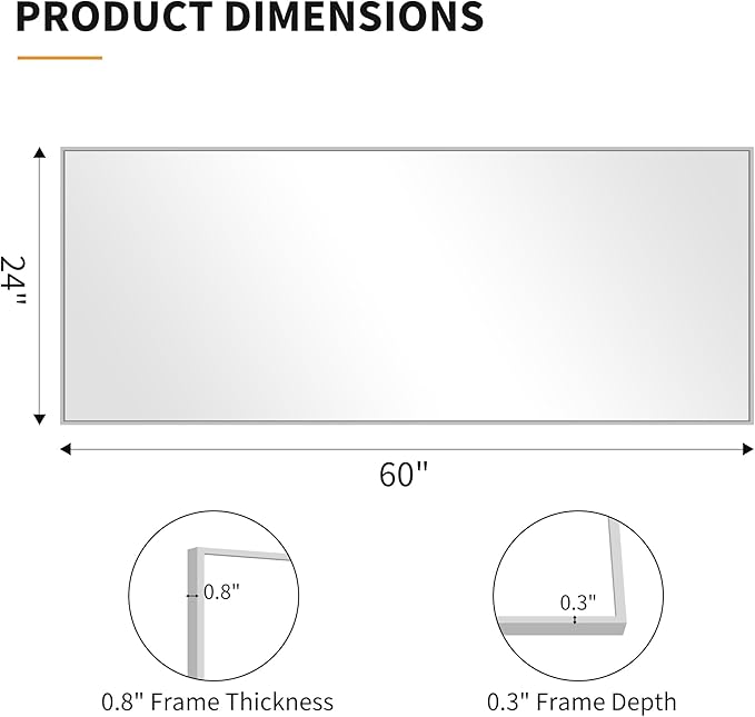 KOCUUY Large Silver Mirror, HD Tempered Glass, Anti-Rust Frame, Modern Design - Image 10