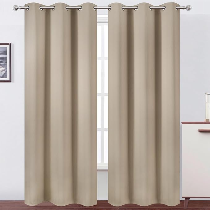 LEMOMO Khaki Thermal Blackout Curtains/42 x 95 Inch/Set of 2 Panels Room by Lemomo
