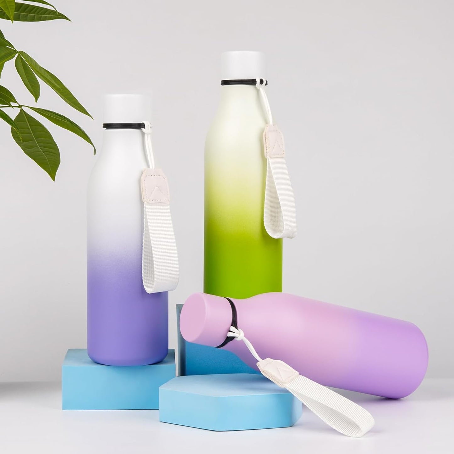 BJPKPK Insulated Water Bottles, 18 oz Stainless Steel Metal Water Bottle with Strap, BPA Free Leak Proof Thermos, Mugs, Flasks, Reusable Water Bottle for Sports & Travel, Lilac Elegance