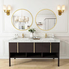 VooBang Gold Round Bathroom Mirror, 24 inch Circle Wall Mounted Hanging Mirror - Image 8