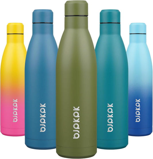 BJPKPK 25oz Insulated Water Bottle Double Wall Vacuum Insulated Stainless Steel Water Bottles for Spots Keep Cold and Hot,Olive Green