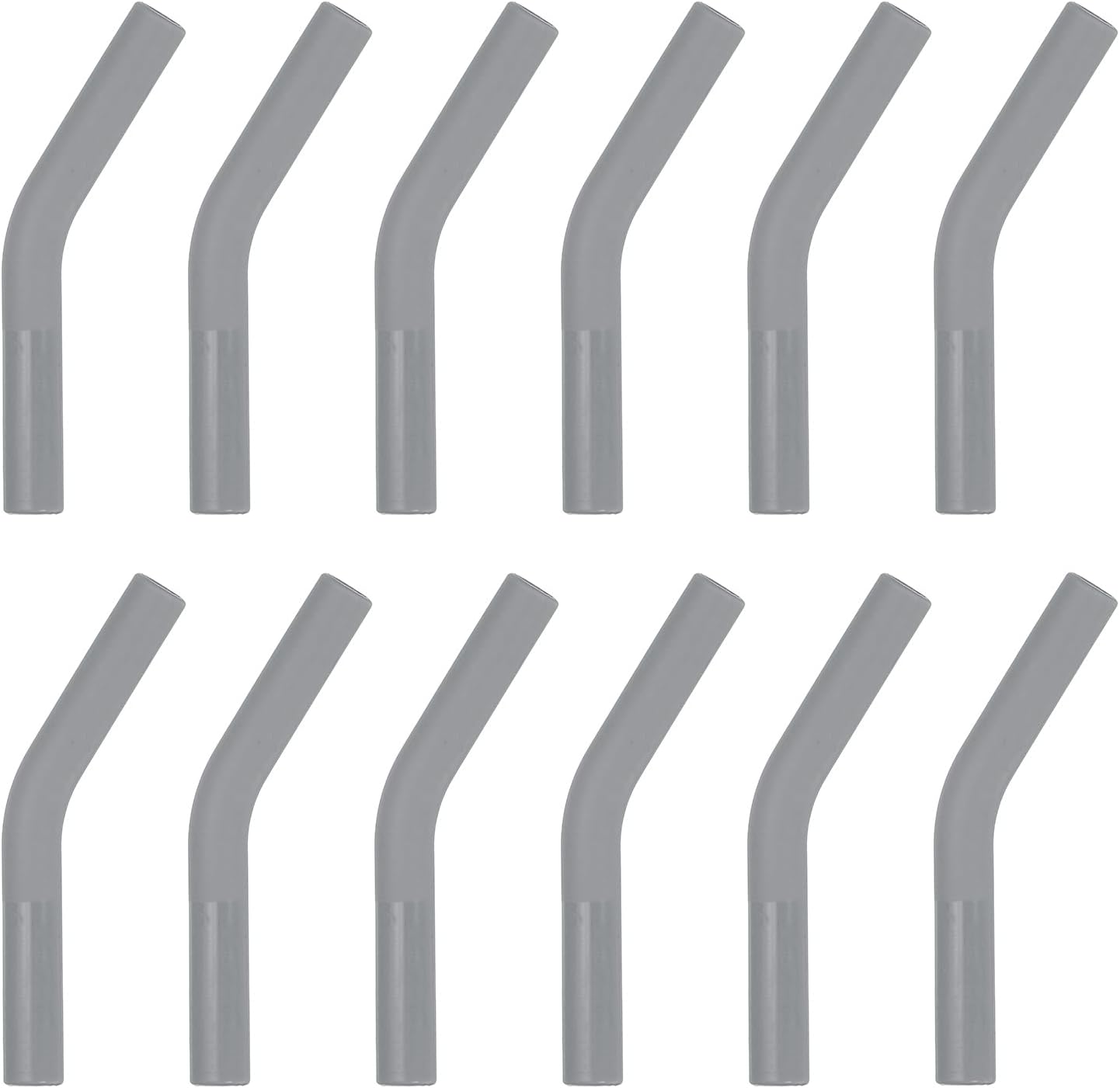 uxcell 12Pcs Silicone Straw Tips, Silicone Straw Elbows Tip, Soft Reusable Metal Straw Covers Fit for 8mm/0.31" OD Stainless Steel Straws, Grey