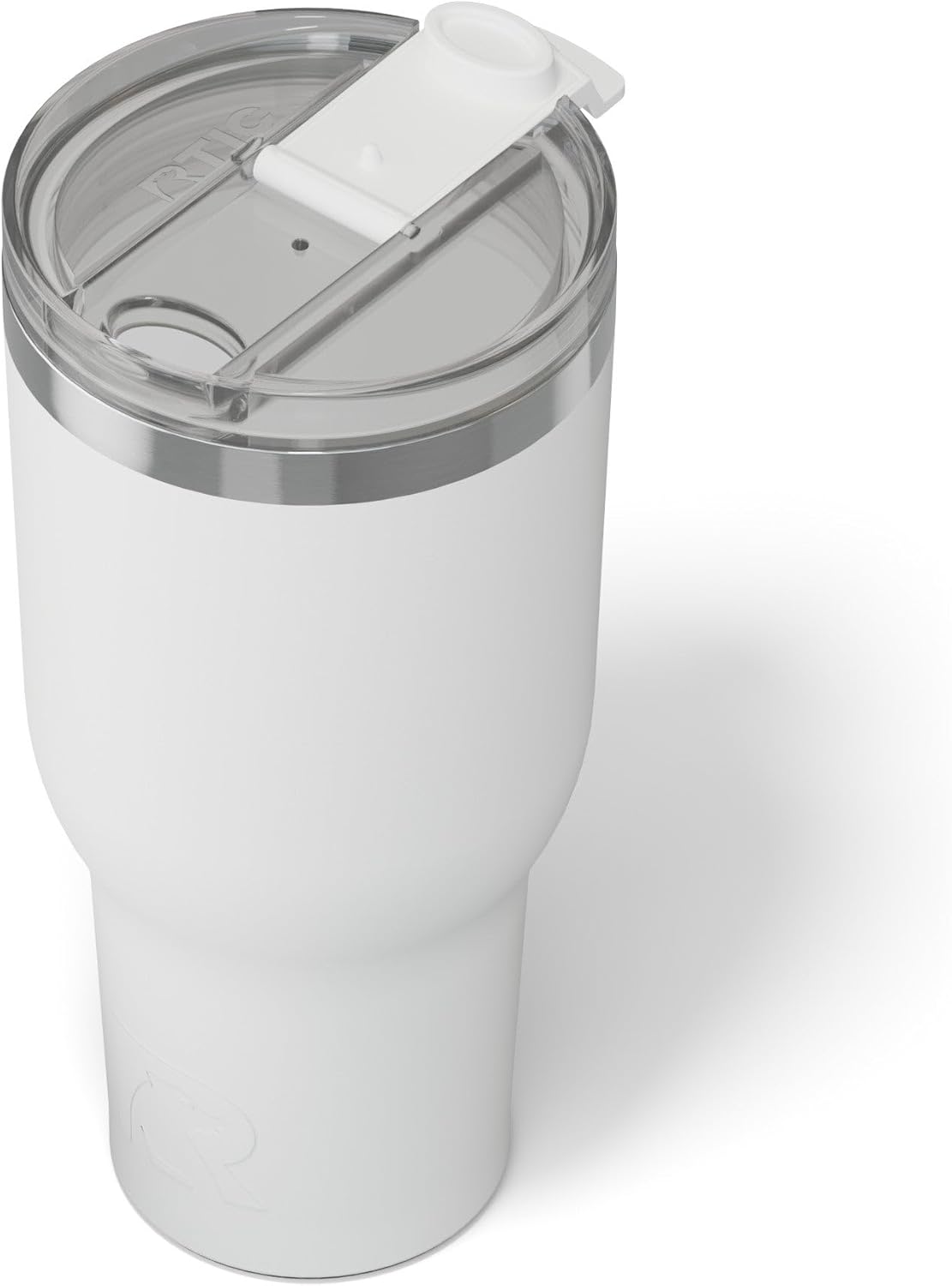 RTIC 40oz Essential Tumbler with Lid, Insulated, Stainless Steel, Metal, Double Wall Vacuum-Insulation, Ceramic Lined, Travel Cup for Iced Coffee, Tea, Hot and Cold Drink, White