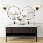 VooBang Black Round Bathroom Mirror, 24 inch Circle Wall Mounted Hanging Mirror - Image 8