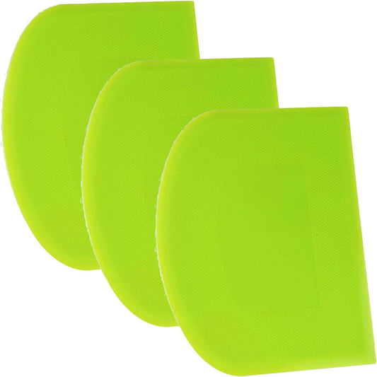 SURDOCA Dough Scraper Bench Scraper - 3P 4.7x3.7" Plastic Flexible Bowl Scraper, Sharp Edge & Angles Cake Scraper. Non-Slip Bakeware Decorating Tools Sculpting & Modeling Tools - Pure Green