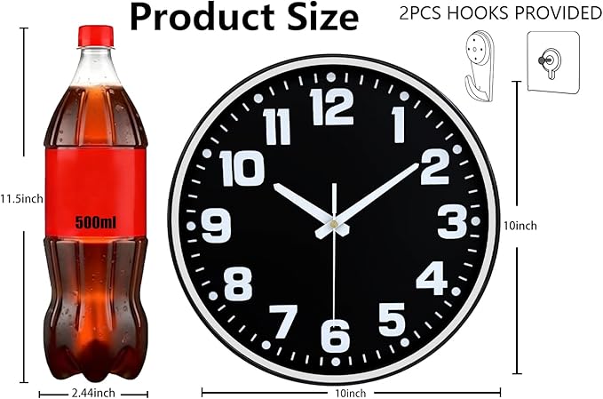 Modern Silent Wall Clock, 10inch Non-Ticking Analog Battery Operated Clock - Image 3