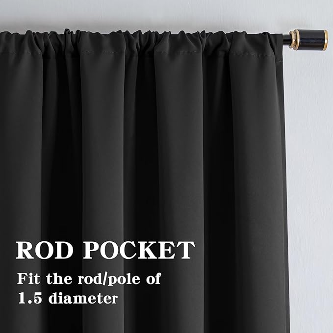 IGEMAEVE Blackout Curtains 84 Inch Length 2 Panels Set, Rod Pocket Energy - Image 2